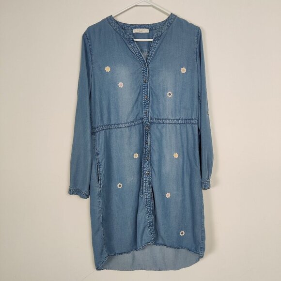 Gerry Weber Women's Tunic Sz 10 Blue Tencel Denim Upcycled Bohemian Cottagecore - Picture 1 of 9